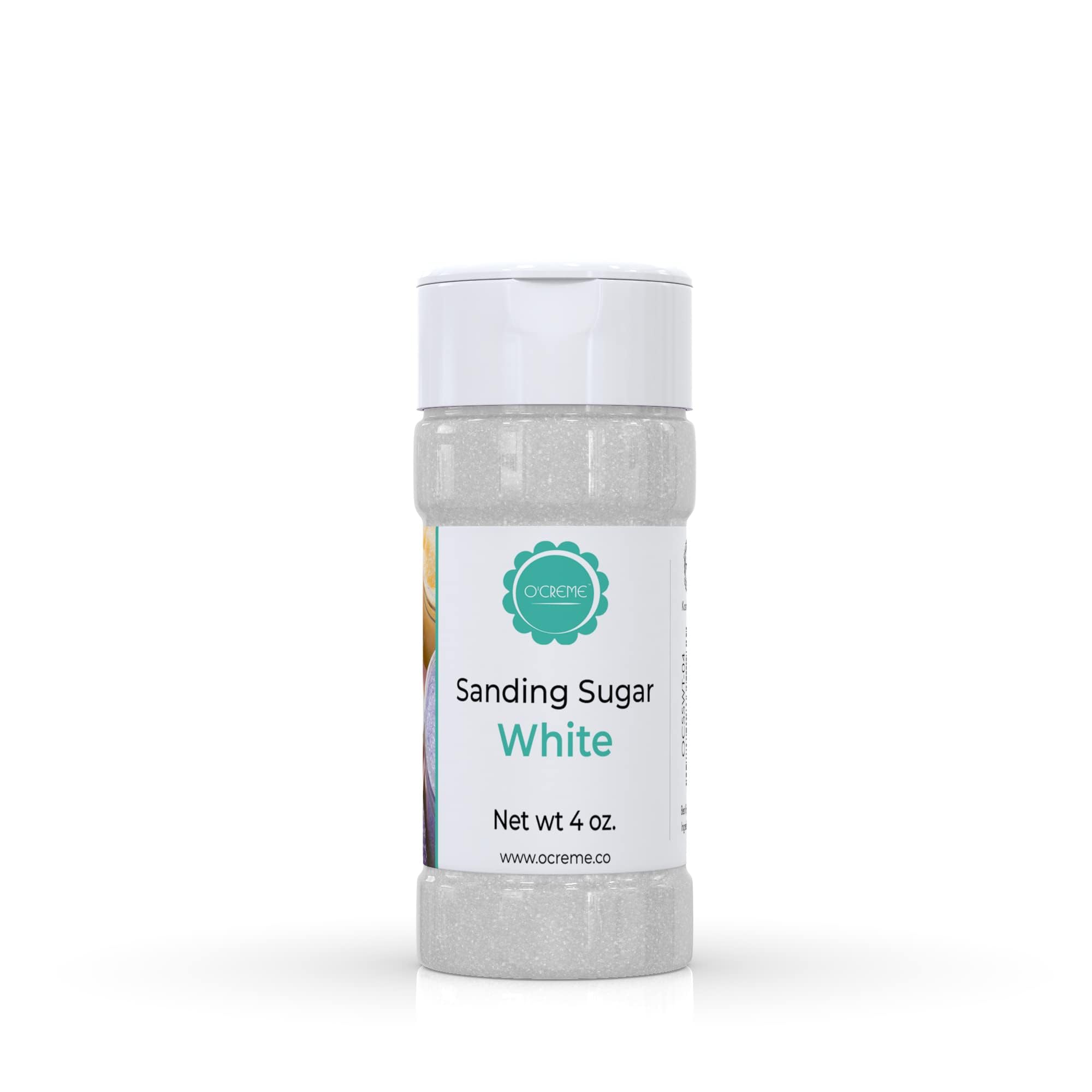 O’Creme Sanding Sugar for Cookie Decorating - Eye-Catching White Sugar Crystals for Unique Cake Toppings - Extra Sugar for Cake Toppings, Cupcakes