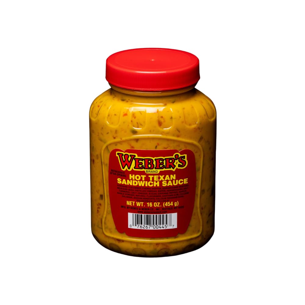 Buffalo's Own Weber's Brand Hot Texan Sandwich Sauce - Spicy Mustard Relish Fusion | Vegan, Gluten-Free, 16oz