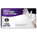 Bits N Things Latex Disposable Gloves | Comfortable | Powdered | 100 Count (Medium | MED)