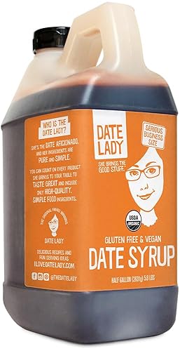 Date Lady Bulk Organic Date Syrup 5.8 lb - 100% Dates. Vegan, Paleo, Gluten-free & Kosher - Also Known As Silan, Date Honey & Date Nectar. No