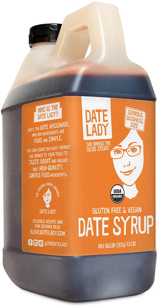Date Lady Bulk Organic Date Syrup 5.8 lb - 100% Dates. Vegan, Paleo, Gluten-free & Kosher - Also Known As Silan, Date Honey & Date Nectar. No