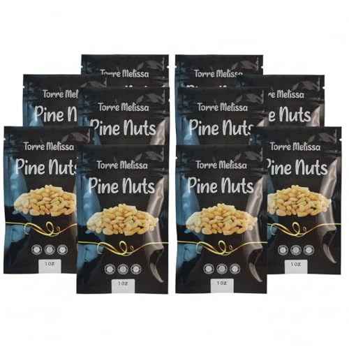 Torre Melissa Pine Nuts (Pack of 10) - 1oz Individual Bags - RAW, Kosher Certified, Gluten-Free, Non-GMO - Premium Whole Pine Nuts for Snacking