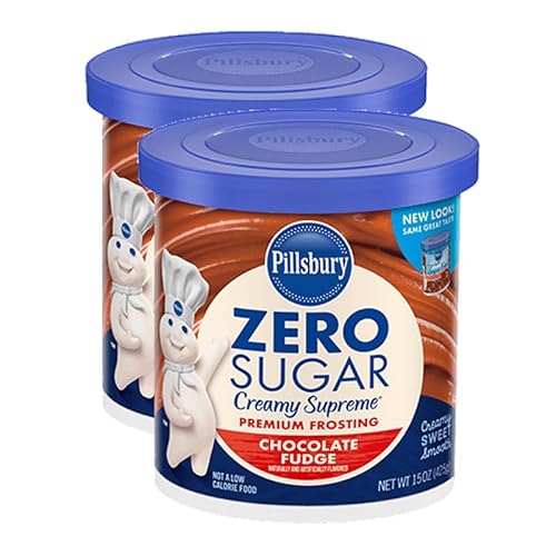 Pillsbury Zero Sugar Creamy Supreme Chocolate Fudge Flavored Premium Frosting, 15 oz - Palatize Pack of 2