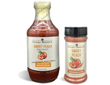 Gourmet Warehouse Smoky Peach BBQ Sauce and Smoky Peach BBQ Rub Seasoning | Handcrafted In Small Batches | Gluten-Free No MSG | 16 Ounces / 4 Ounces