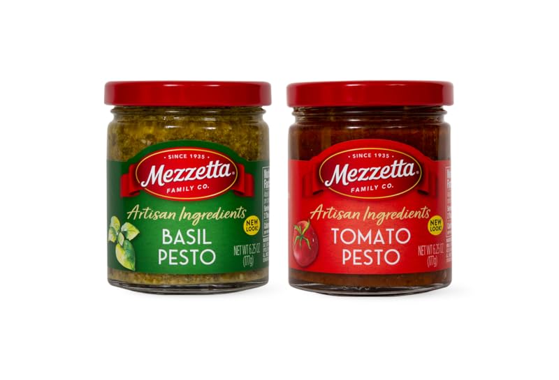 Mezzetta Pestos (2 Pack) | Artisan Ingredients Basil Pesto 6.25 oz, Artisan Ingredients Tomato Pesto 6.25 oz