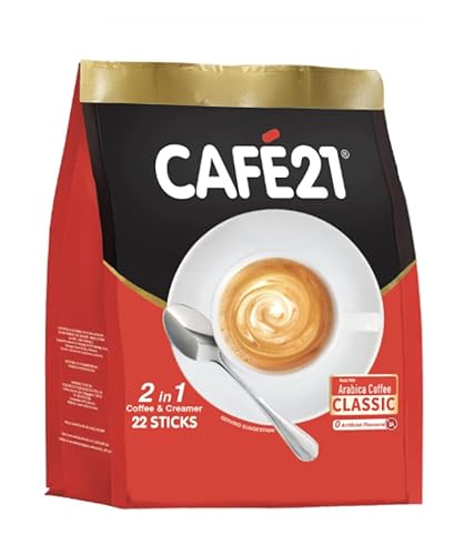 6 Pack Cafe21 - 2 in 1 Instant Coffeemix No Sugar Added (6 x 25 Sachets) Free Express Delivery