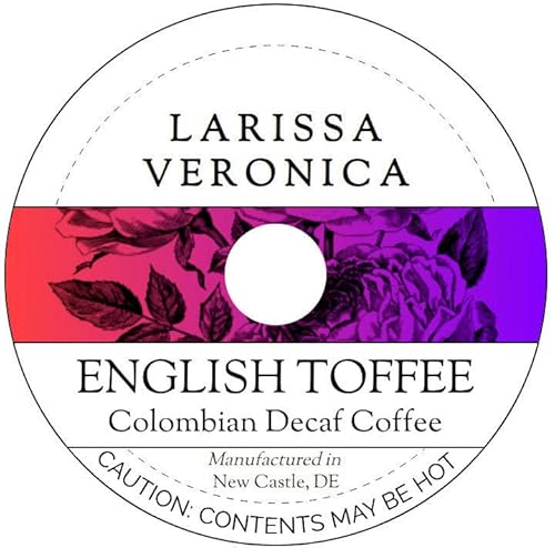 English Toffee Colombian Decaf Coffee (Single Serve K-Cup Pods) (Gourmet, Naturally Flavored, Whole Coffee Beans) (12 pods, ZIN: 572652) - 2 Pack