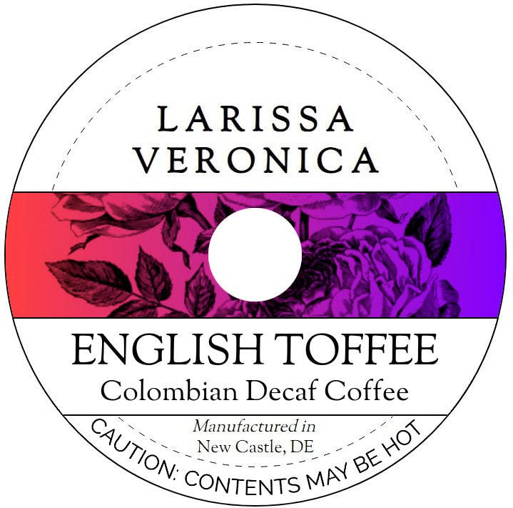 English Toffee Colombian Decaf Coffee (Single Serve K-Cup Pods) (Gourmet, Naturally Flavored, Whole Coffee Beans) (12 pods, ZIN: 572652) - 2 Pack