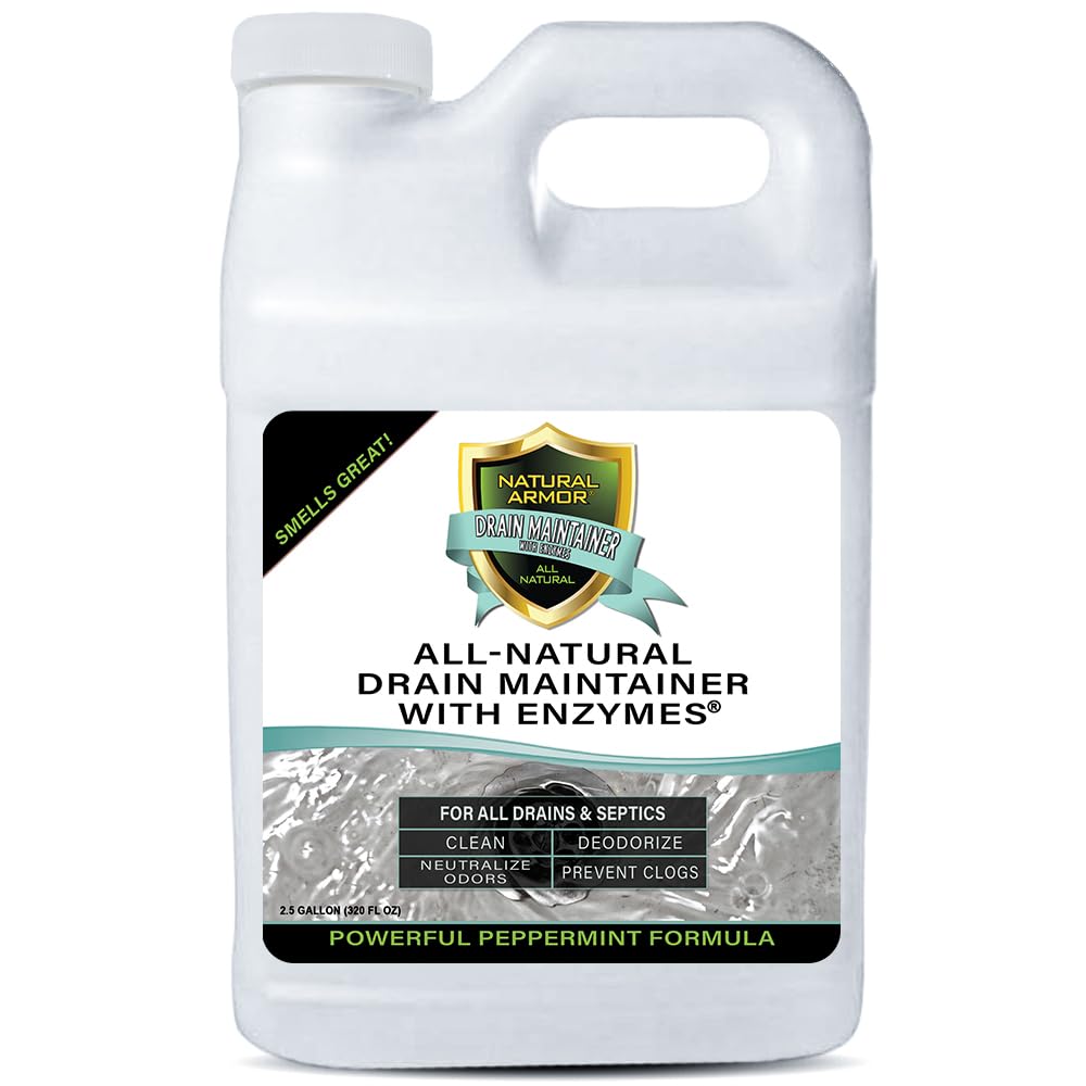 Natural Armor Enzyme Drain Maintainer - Quart Drain Cleaner with Natural Enzyme Power to Prevent Buildup & Odors - Safe for Sinks, Showers, Grease