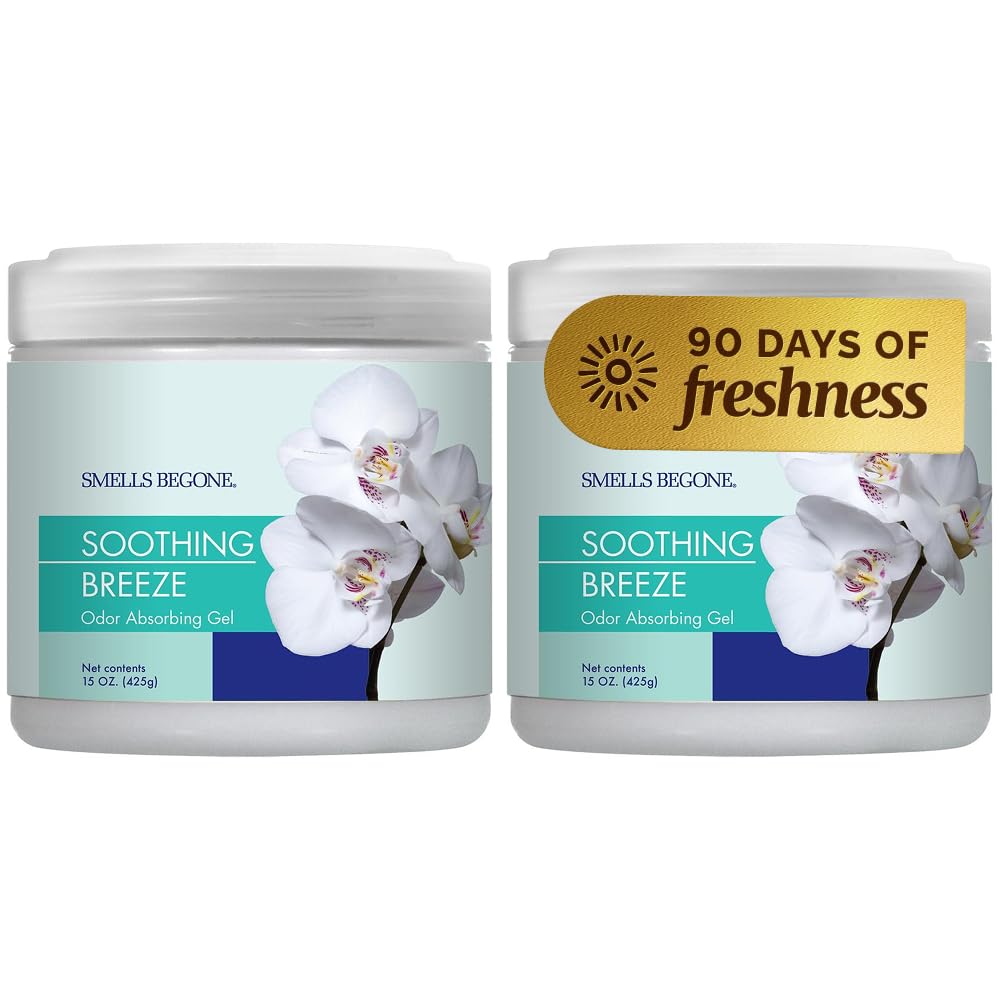 SMELLS BEGONE 15oz Gel Odor Eliminator - Absorb & Remove Tough Odors in Pet Areas, Bathrooms, Basements, Garage, Cars, RVs & Boats - Eliminate Odors