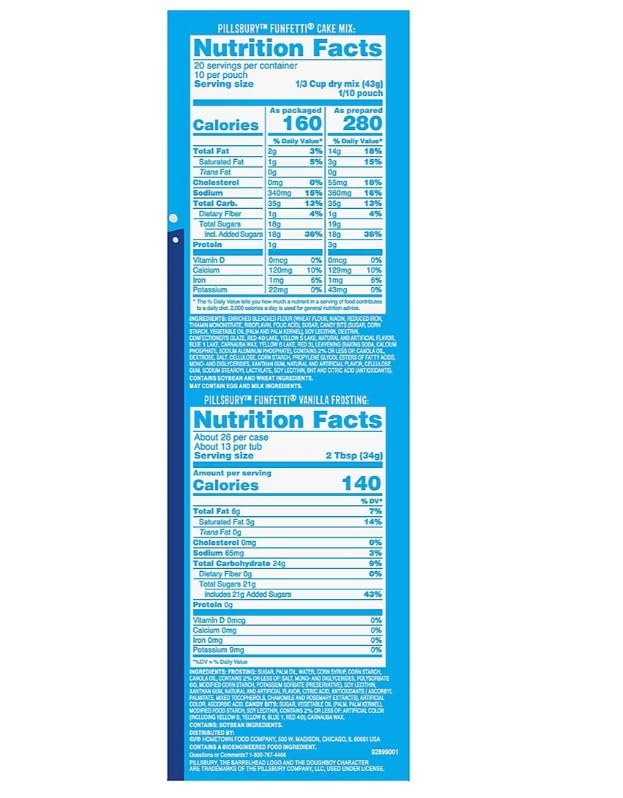 Pillsbury Funfetti Party Size Cake Mix & Frosting, Makes 48 Cupcakes, 61.7 Ounces