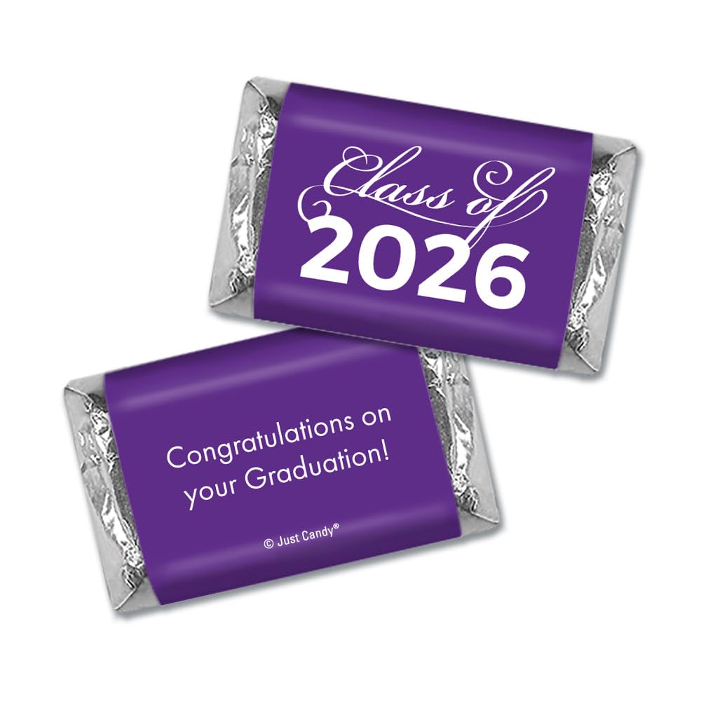 34 Pcs Purple Graduation Class Of 2026 Wrapped Miniatures (10oz Bag)