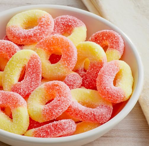 Mother Bears Candy Peach and Yellow Gummy Rings, 1 Pound Bag