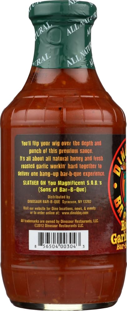 Dinosaur Bar-B-Que Bar-B-Que Sauce, Roasted Garlic Honey,19oz, (pack of 2)