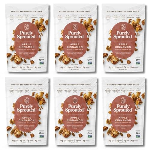 Purely Sprouted Apple Cinnamon Snack Mix - Almonds, Cashew Nuts & Pumpkin Seeds - Non-GMO, Plant-Based Protein, Gluten Free, Vegan, 4 oz