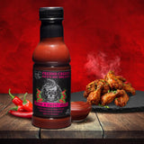 Tony Piggs Hot BBQ Sauce Fresno Creeper Flavor (19oz)- Great Condiment Topping for Wings, Ribs & Burgers at Parties- Barbecue Sauce w Hot Sauce Heat