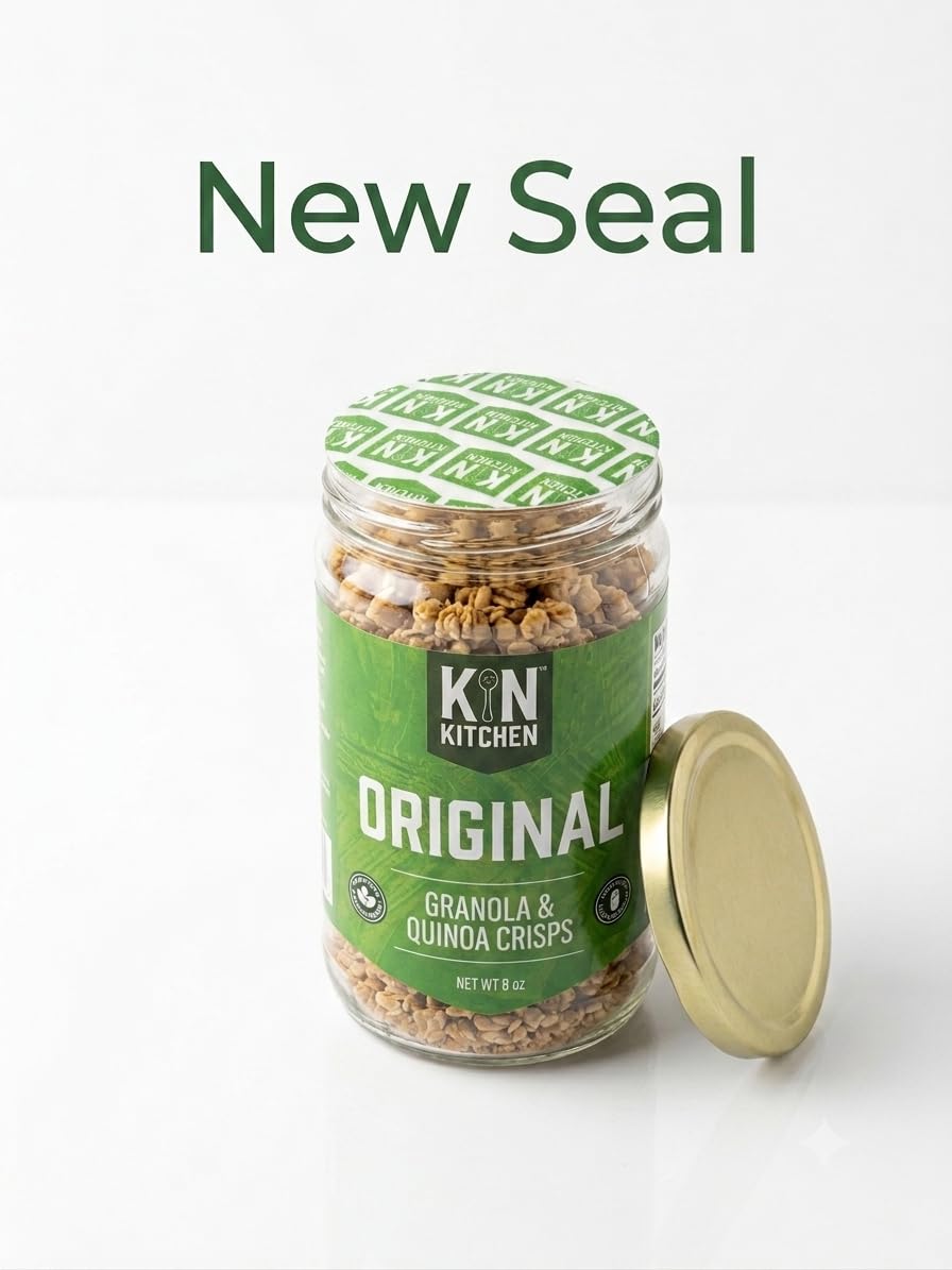 Kin Kitchen non-GMO Granola & Organic Quinoa Crisps, in a Glass Jar Recyclable and Resusable. Made with Real Fruit. No Aritificial Colors, Flavors, or