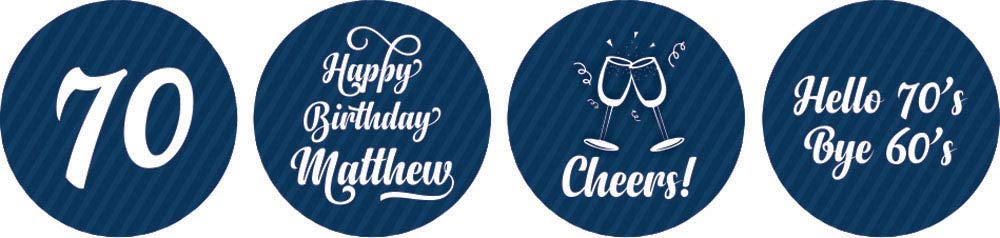 Darling Souvenir 190 Pieces Personalized Blue Birthday Party Chocolate Drop Labels Stickers - Self-Adhesive Mini Candy Wrappers for Decorations, Sweet