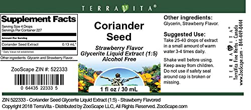 Coriander Seed Glycerite Liquid Extract (1:5) - Strawberry Flavored (1 oz, ZIN: 522333) - 3 Pack