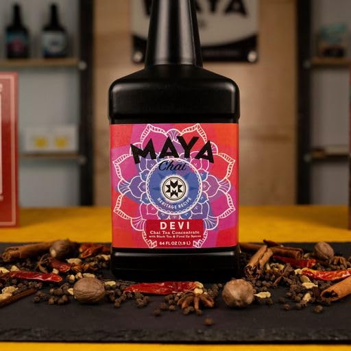 Maya Chai Tea Concentrate, Devi, Extra Spice, Heritage Recipe, 64 Fl Oz with 1 Pump