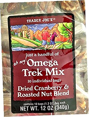 Trader Joes Omega Trek Mix (just a handful) - 10 Individual 1.2 oz Bags Brown, Tan, Dark Red, Clear