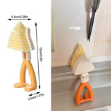 NentMent 2 Pack Kitchen Cast Iron Brush with Stiff Bristles Portable Small Skillet Scrubber Triangular Dish Brush Crevice Cleaning Brush Kitchen