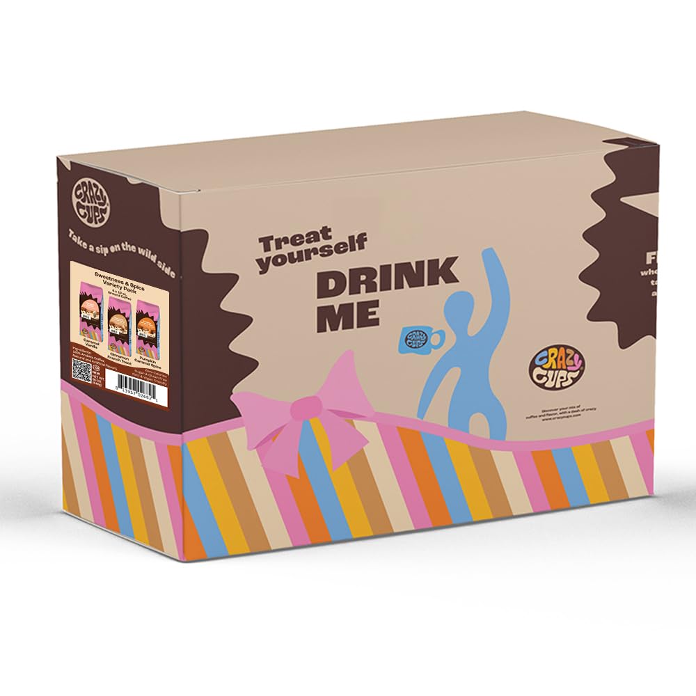 Crazy Cups Flavored Ground Coffee Variety Pack, Includes Cinnamon French Toast, Caramel Vanilla, Pumpkin Caramel Spice, in 10 oz Bags, For Brewing