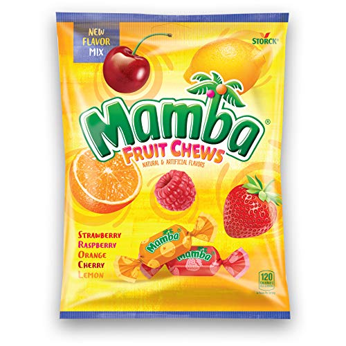Bag Mamba Fruit Chews Candy New Flavor Mix - Individually Wrapped Chews for Halloween, Parties & Snacks - Variety Pack with Strawberry, Raspberry