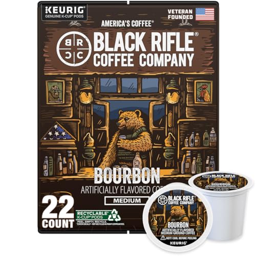 Black Rifle Coffee Company Bourbon, 22 Count, Medium Roast K Cups - Single Serve K Cups Coffee Pods - Kcup Pods Compatible with Keurig 1.0 & 2.0