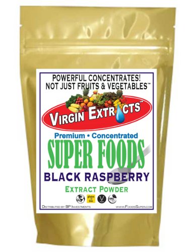 Virgin Extracts (TM) Premium Raw Freeze Dried Organic Black Raspberry Powder Extract Concentrate 16oz Pouch (5 X Stronger) Black Raspberry Powder