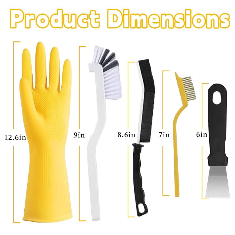 Crevice Cleaning Brush?12Pcs Multifunctional Hard Bristle Cleaning Tool with rubber gloves for Kitchen, Bathroom,Corner, Grout, Sink,toilet, Window