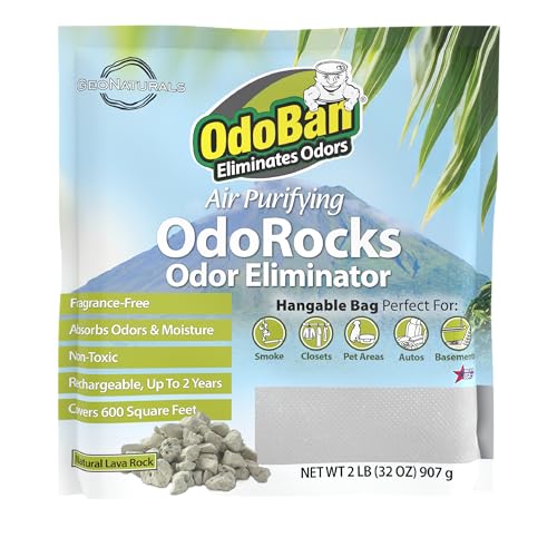 OdoBan Air Purifying OdoRocks Natural Odor Eliminator Made from Natural Volcanic Rocks, Made in the USA, Fragrance Free, 2 Pound Bag