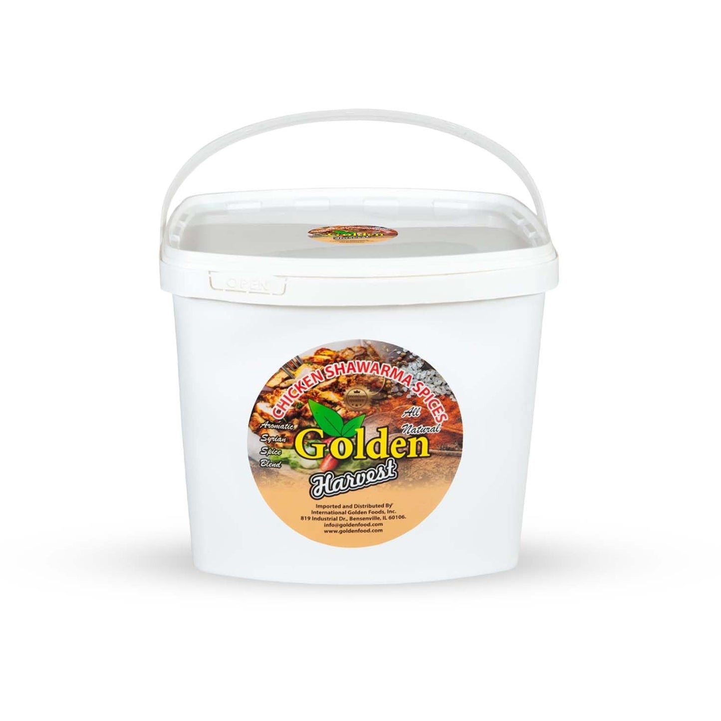 Golden Harvest Chicken Shawarma Spices | 5 lbs (2.26kg) Bulk Bucket | Authentic Middle Eastern Seasoning | Halal All-Natural Spice Blend