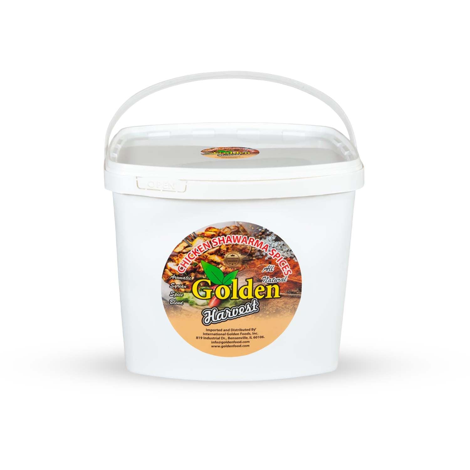 Golden Harvest Chicken Shawarma Spices | 5 lbs (2.26kg) Bulk Bucket | Authentic Middle Eastern Seasoning | Halal All-Natural Spice Blend