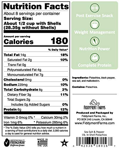 Fiddyment Farms 1 Lb Sea Salt & Pepper In-shell Pistachios