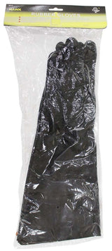 RAVEN Black Natural Rubber Gloves | 18" (45.7 cm) | Crinkle Finish & Liquid-Proof Rolled Cuff | Ideal for Industrial & Home Use | Size: Extra Large