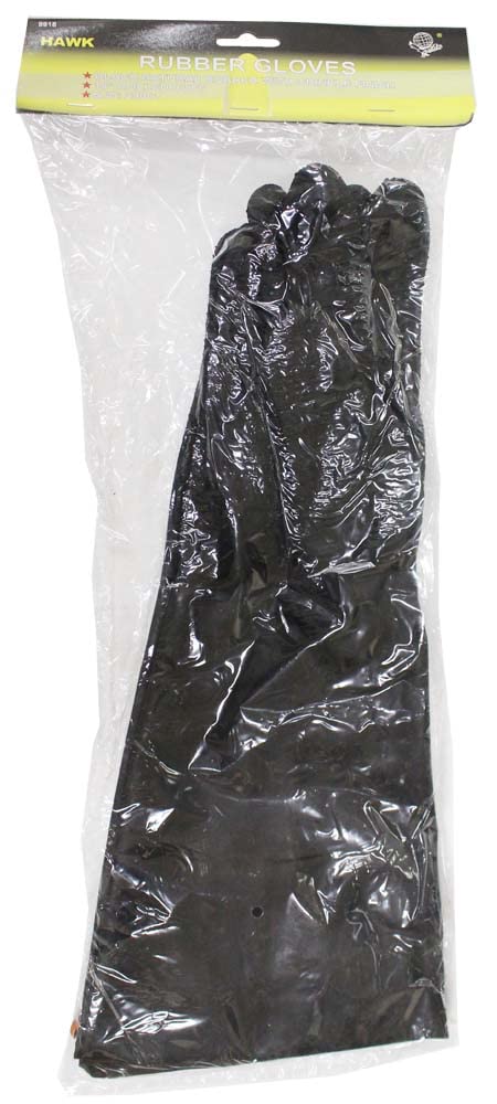 RAVEN Black Natural Rubber Gloves | 18" (45.7 cm) | Crinkle Finish & Liquid-Proof Rolled Cuff | Ideal for Industrial & Home Use | Size: Extra Large