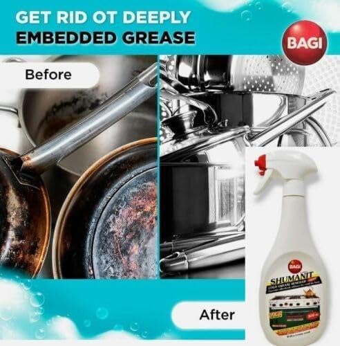 VeZee Bagi SHUMANIT - 16.9 Oz Cold Grease Remover. Spray for The immediate Removal of Stubborn and Burnt fats/Grease: 6Pk