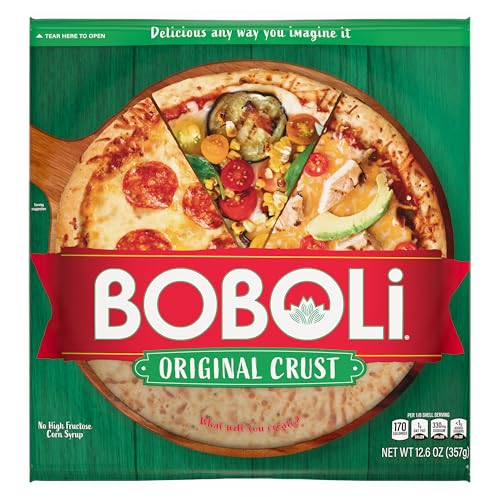 Boboli 12" Original Pizza Crust, Ready-made Plain Cooked Pizza Dough, 12.6 oz Bag