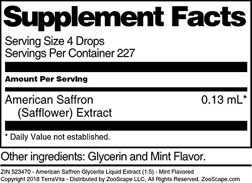 American Saffron Glycerite Liquid Extract (1:5) - Mint Flavored (1 oz, ZIN: 523470)