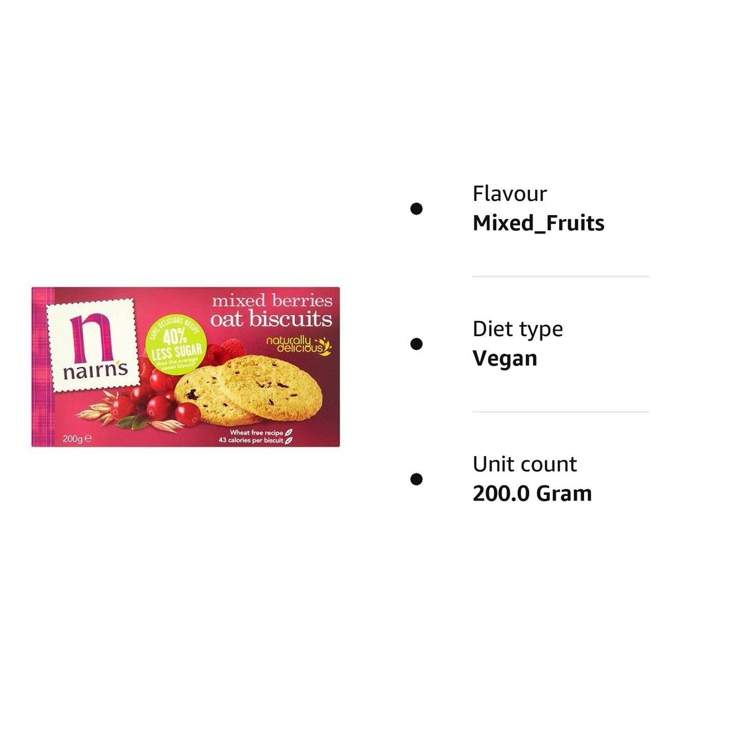 Nairn's Oat Biscuits, Mixed Berries, 7.1 Ounce Boxes