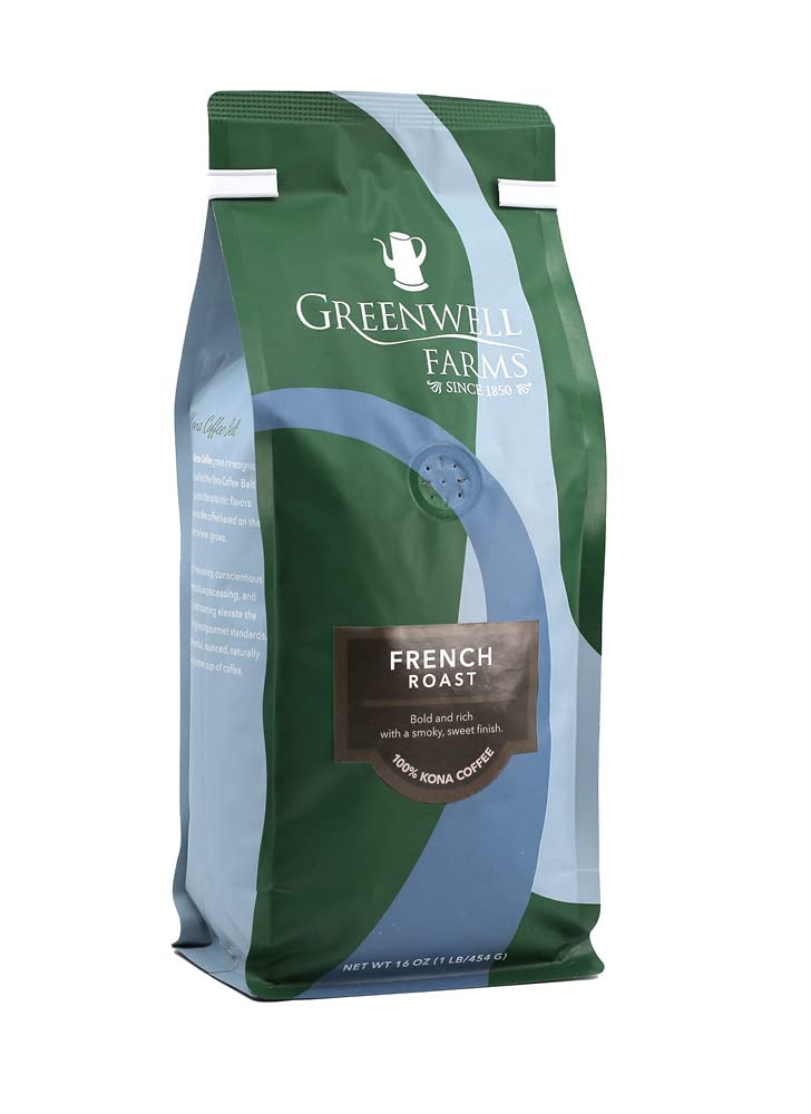 Greenwell Farms 100% Hawaiian Kona Coffee - French Roast, Whole Bean, 16oz
