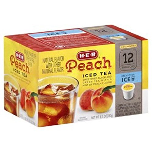 H-E-B Product Peach Iced Tea 12 Single Cups Compatible with Keurig K-cup Brewers - Set of 3
