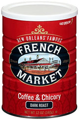French Market Coffee & Chicory Dark Roast Ground Coffee, 12oz Can (Pack of 1)