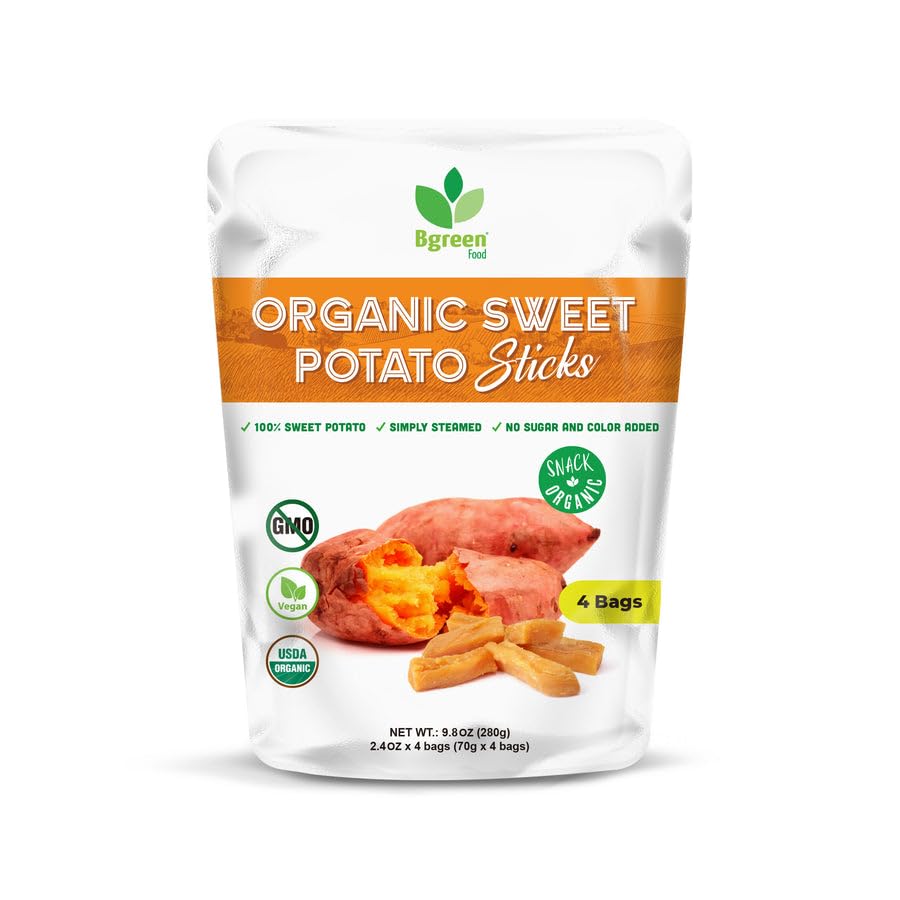 Big Green Organic Food - Organic Sweet Potato Sticks, Healthy Snack, Single Ingredient, Gluten-Free, Non-GMO, All-Natural, Perfect for Kids & Adults
