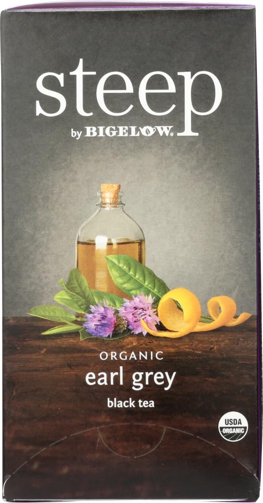 steep by Bigelow Organic Earl Grey Black Tea Bags, 20 Count Box Caffeinated Black Tea
