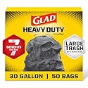 Glad Large 30 Gallon Trash Bags, Unscented Heavy Duty Garbage Bags, Forceflex with Drawstring, 50 Count (Packaging May Vary)