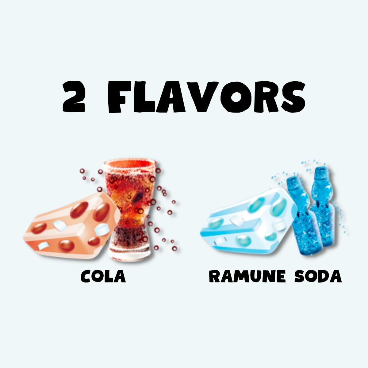Puchao Japanese Gumming Soft Candy Variety Pack, Soda and Ramune Flavors, Unique Chewy Candy with Juicy Gummy Bits Pack of 2, Product of Japan (Cola