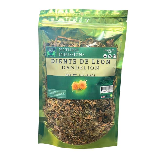 Dandelion Leaf (Diente de León) - Taraxacum Officinale, Loose Cut Herbal Tea, Non-GMO, Plant-Based Botanical, Resealable Bag, 4 oz