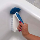 Unger 2-in-1 Bath and Tile Scrubber Brush Tool, Crevice Cleaning Supplies, Dishwasher Safe, Rounded Bristles for Bathroom Scrubbing, Great for Tile